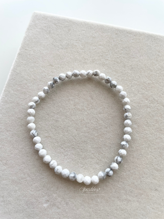 Sparkles7 Howlite Faceted Beads Bracelet with Sizes