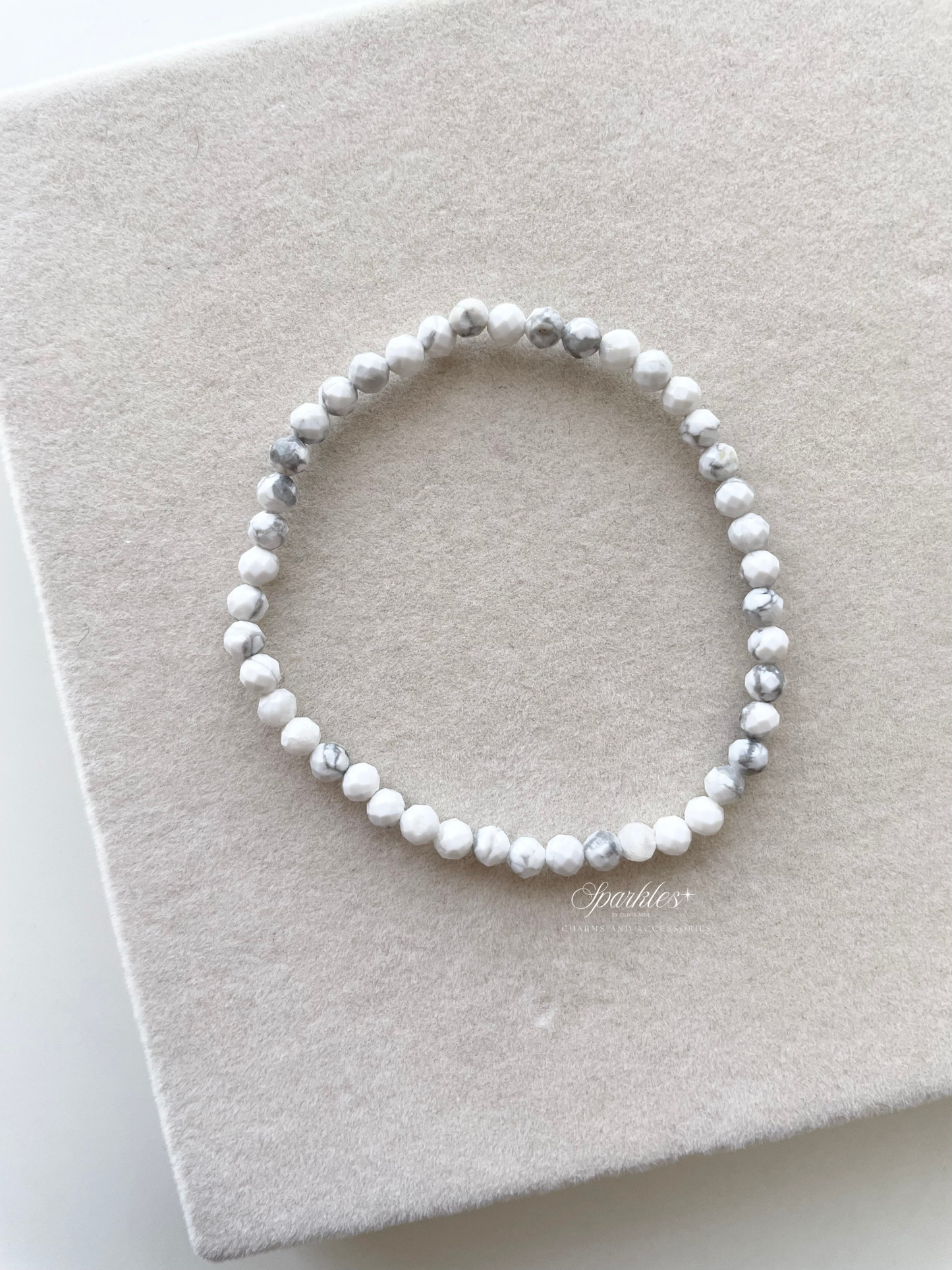 Sparkles7 Howlite Faceted Beads Bracelet with Sizes