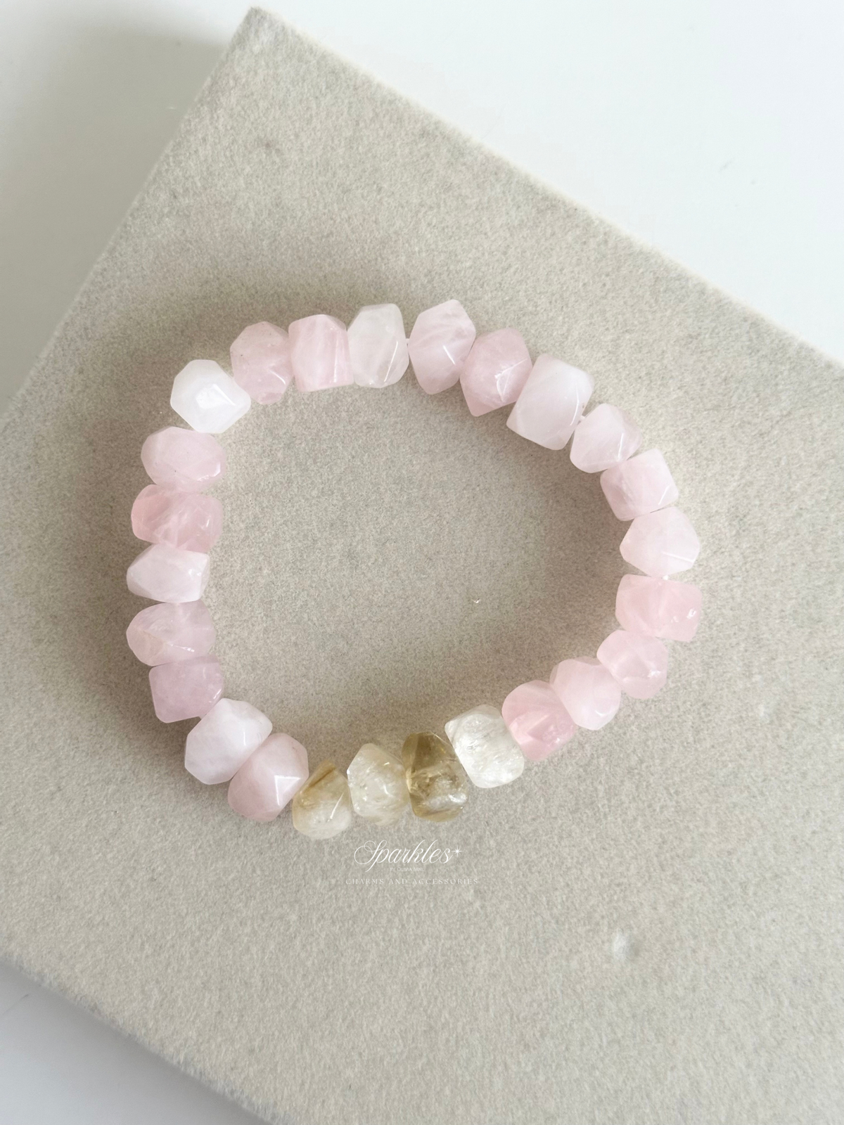 Rose Quartz & Citrine Stone Bracelet with Sizes Aura18