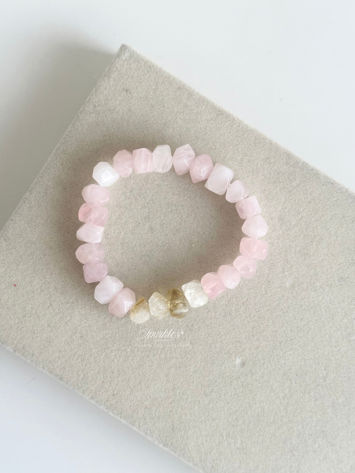 Rose Quartz & Citrine Stone Bracelet with Sizes Aura18