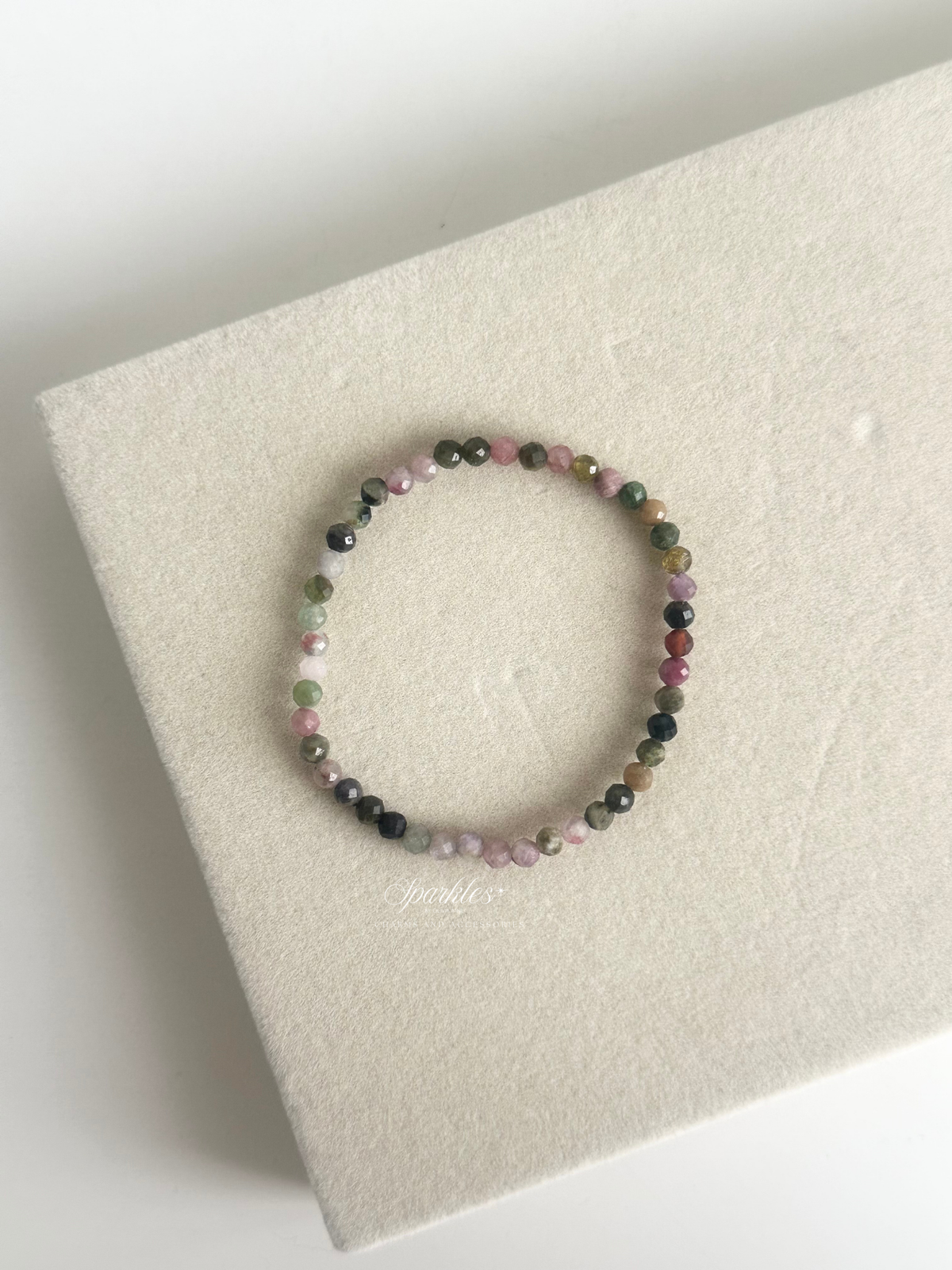 Rainbow Tourmaline Faceted Stone Bracelet with Sizes 4mm AURA3