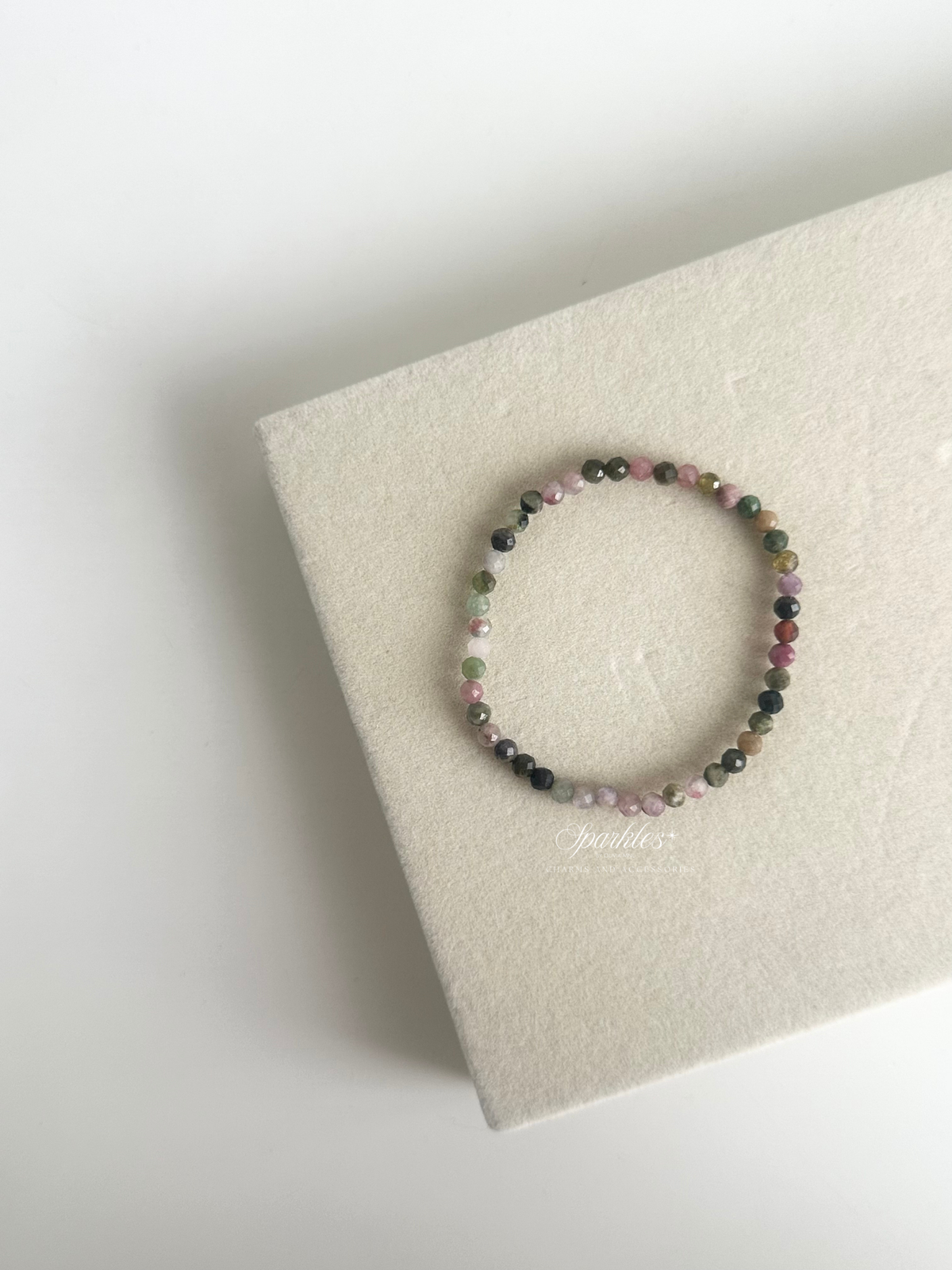 Rainbow Tourmaline Faceted Stone Bracelet with Sizes 4mm AURA3