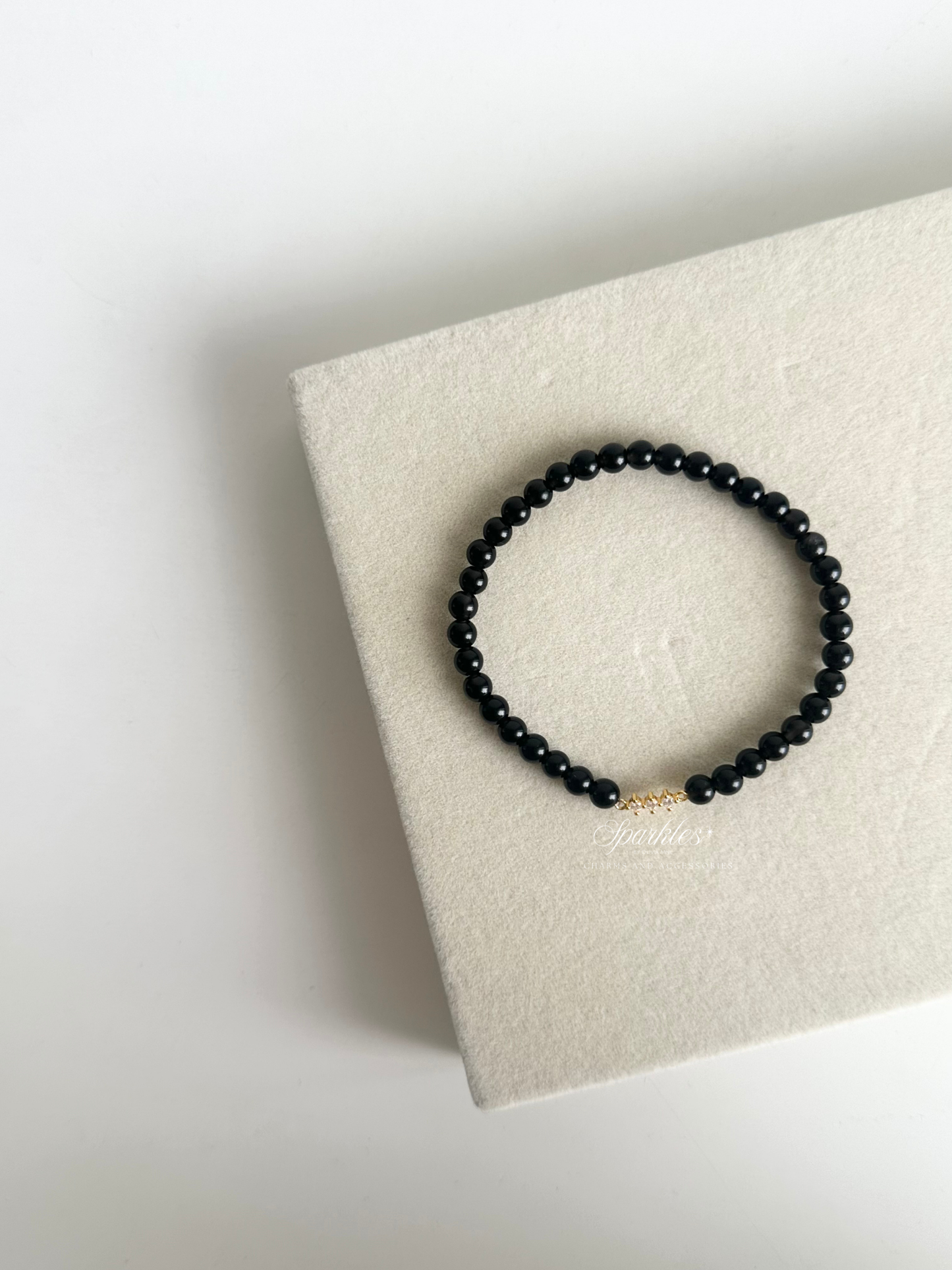 Onyx Stone Bracelet with Gold Accent Bracelet with Sizes 4mm AURA7