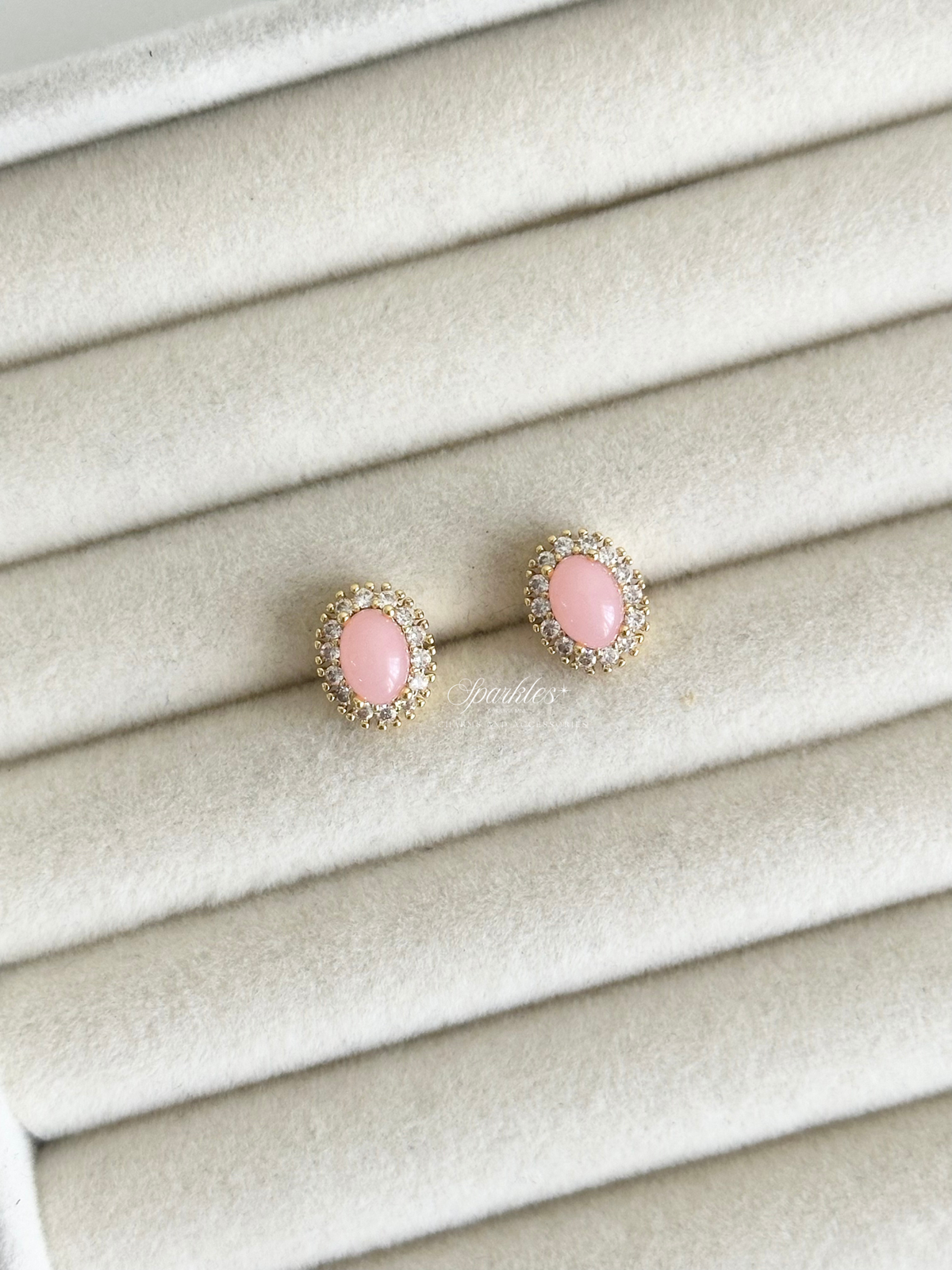 ch18 Rose Quartz Stud Earrings