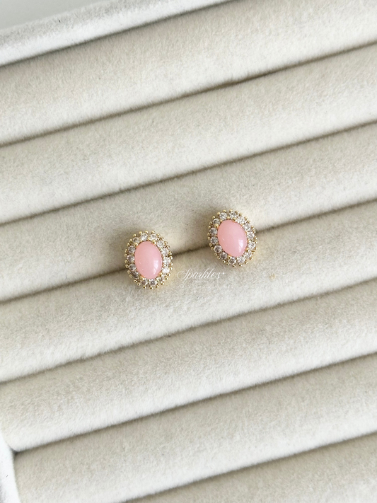 ch18 Rose Quartz Stud Earrings