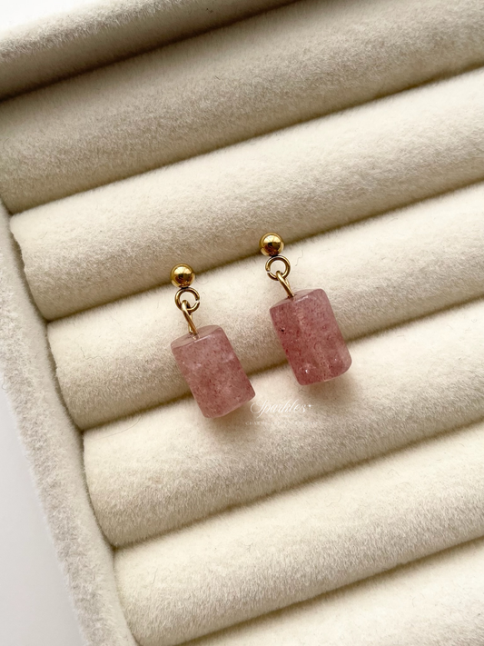 Ch2 Strawberry Quartz Dangling Earrings