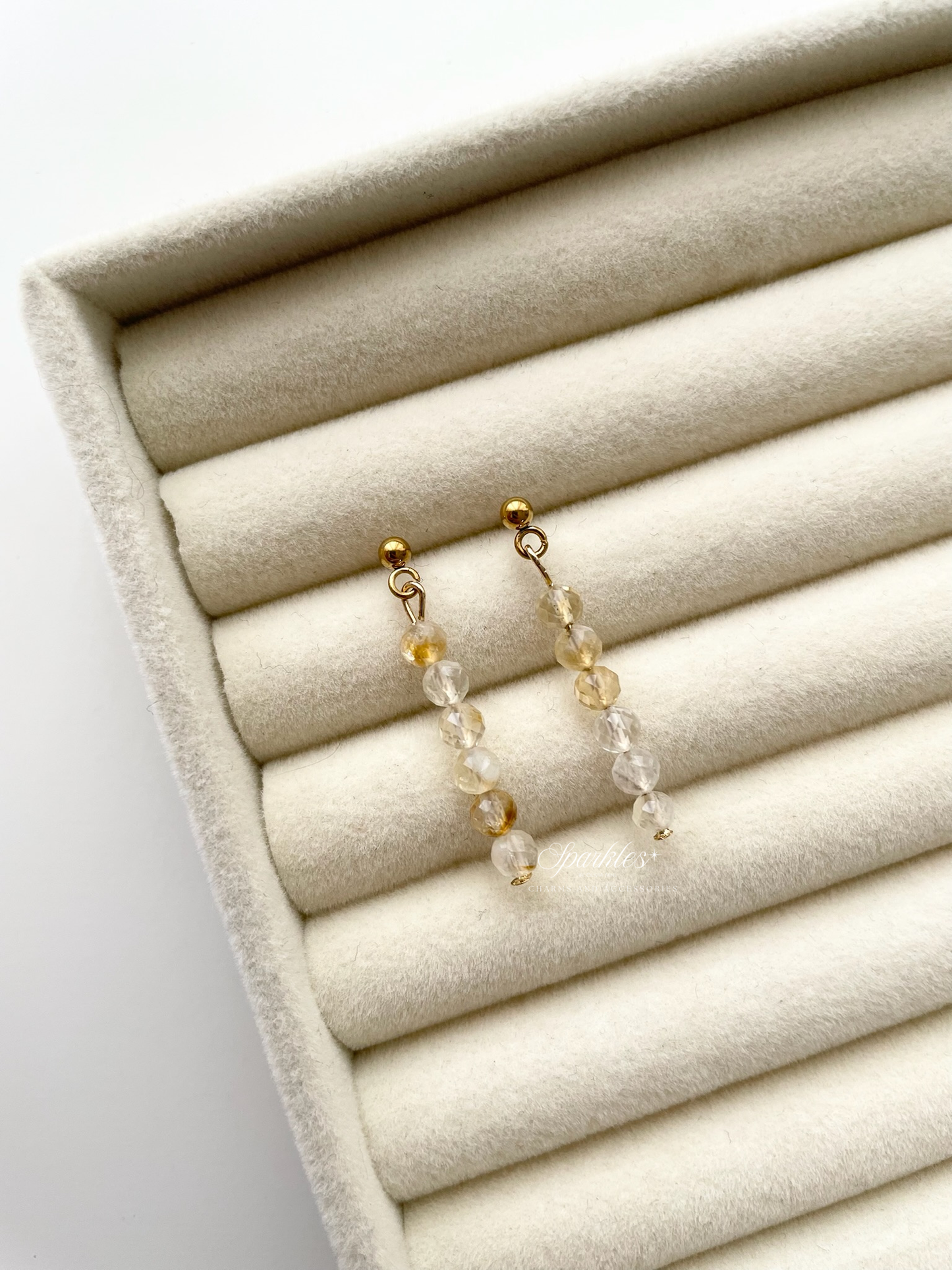 Ch3 Citrine Stone Dangling Earrings