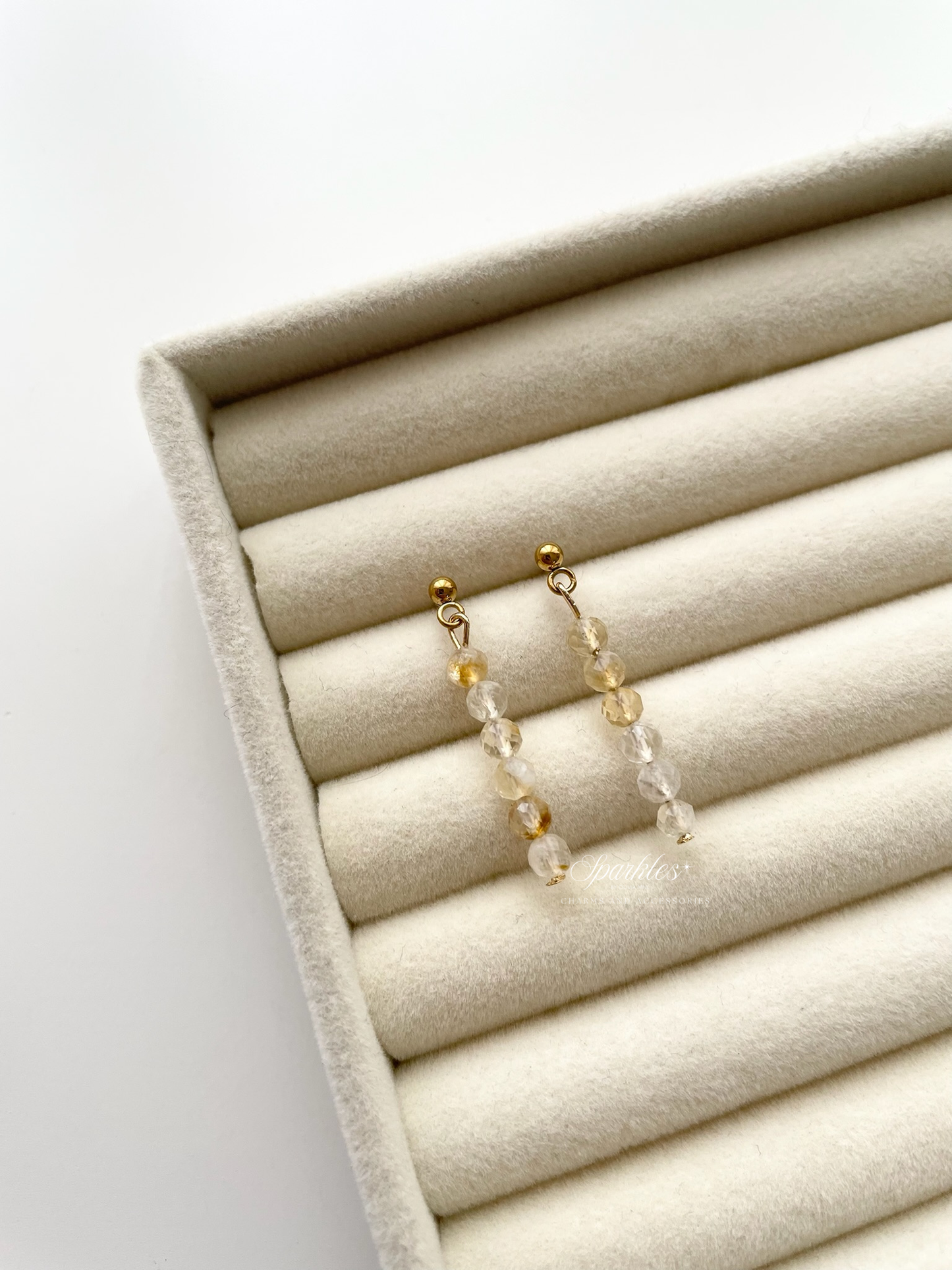 Ch3 Citrine Stone Dangling Earrings