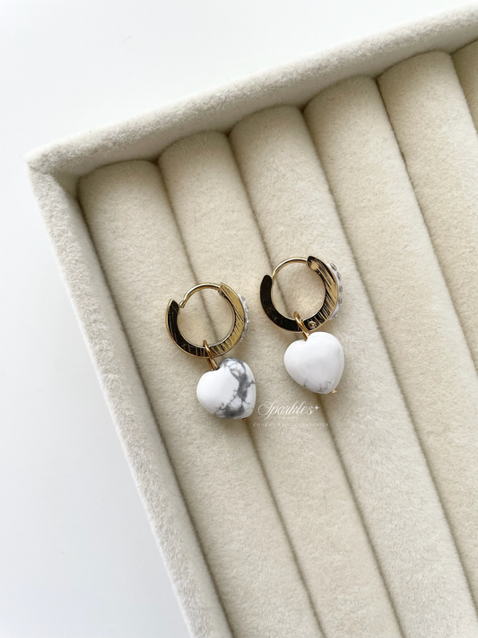 ch8 Heart Howlite Earrings