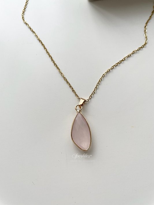 crystal10 Rose Quartz Gold Necklace