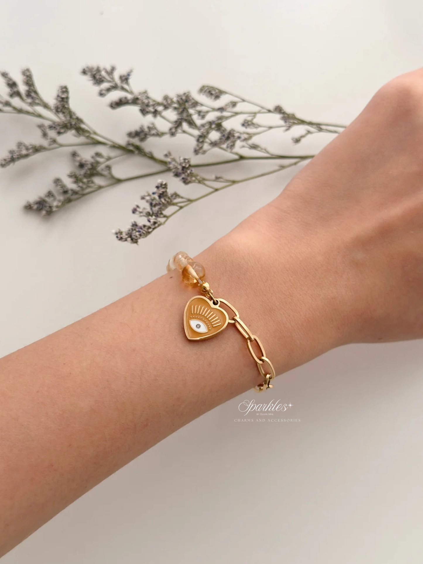 gb464 Citrine Evil eye bracelet