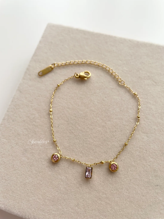 gb572 Dainty pink stone bracelet