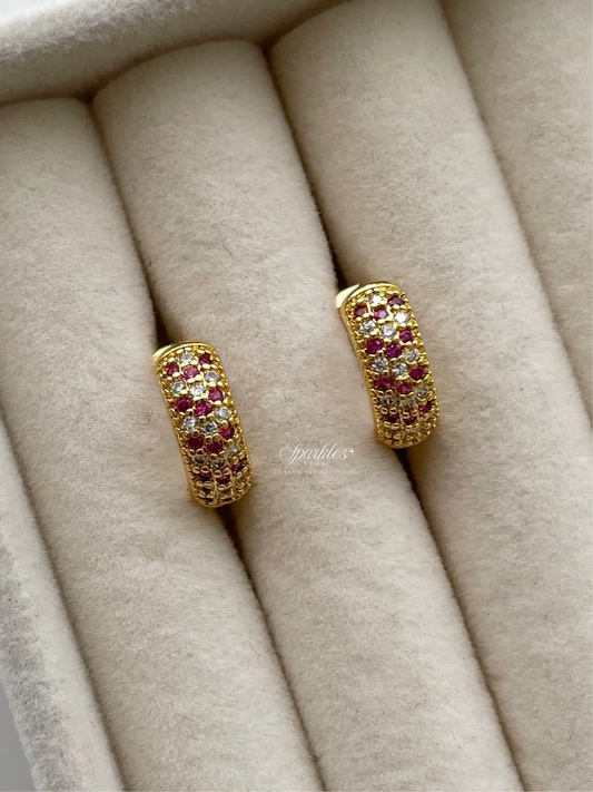 ge1343 magenta hoop earrings