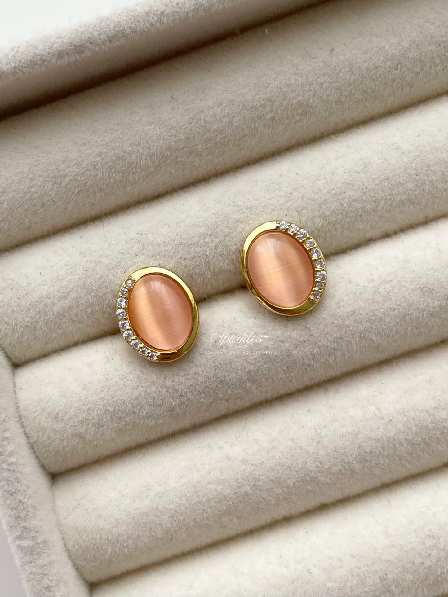 ge1479 Pink stone earrings