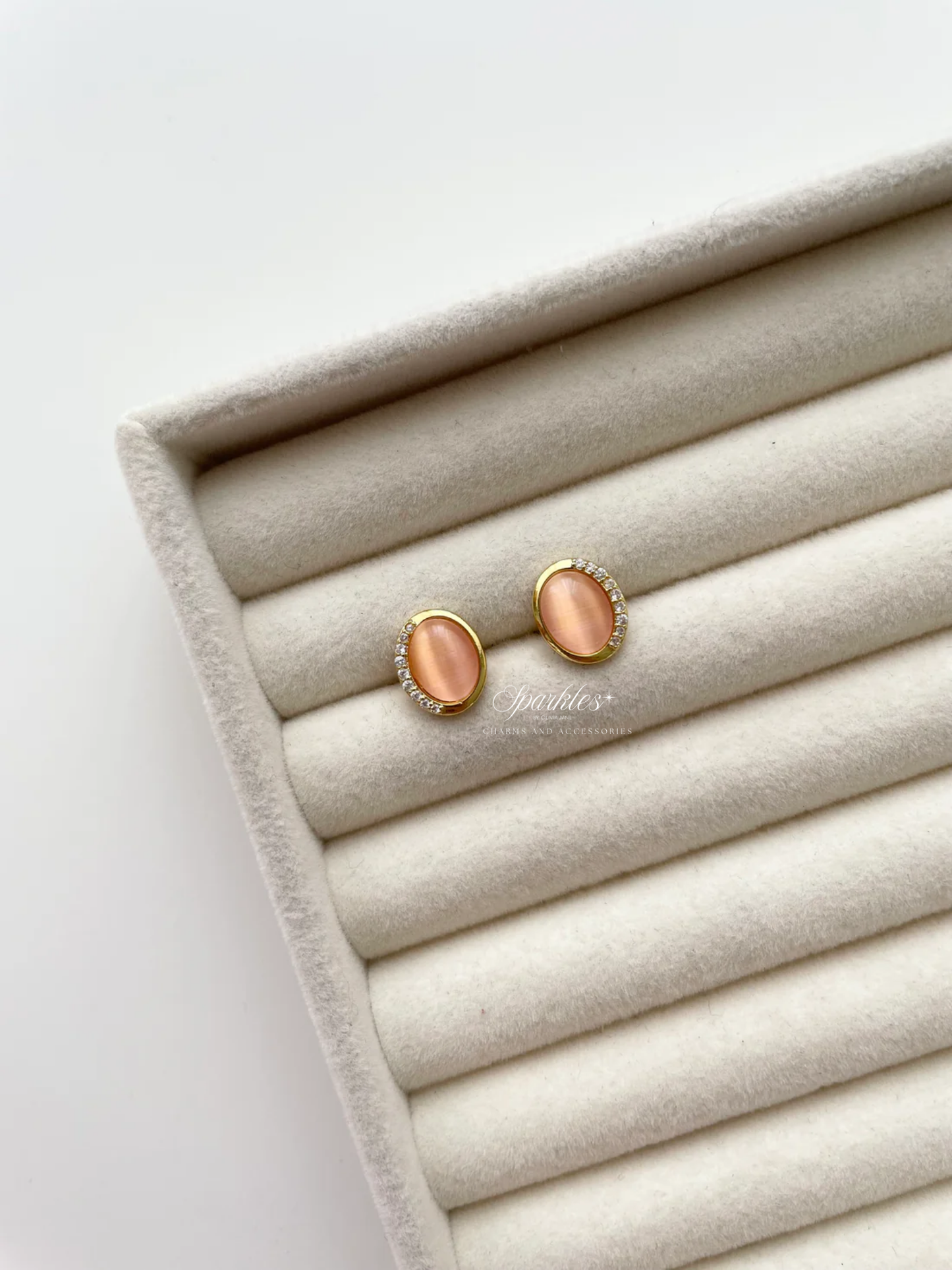 ge1479 Pink stone earrings