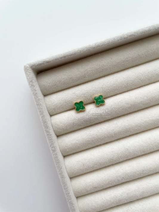 ge1483 Green clover earrings