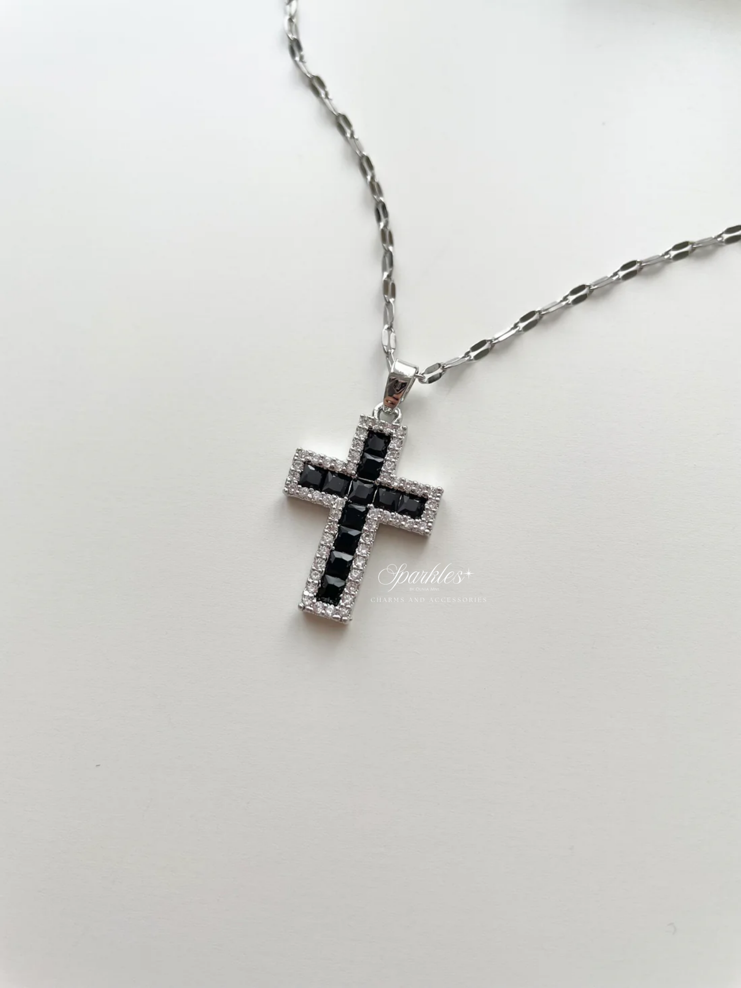 gn760 Black Cross silver necklace