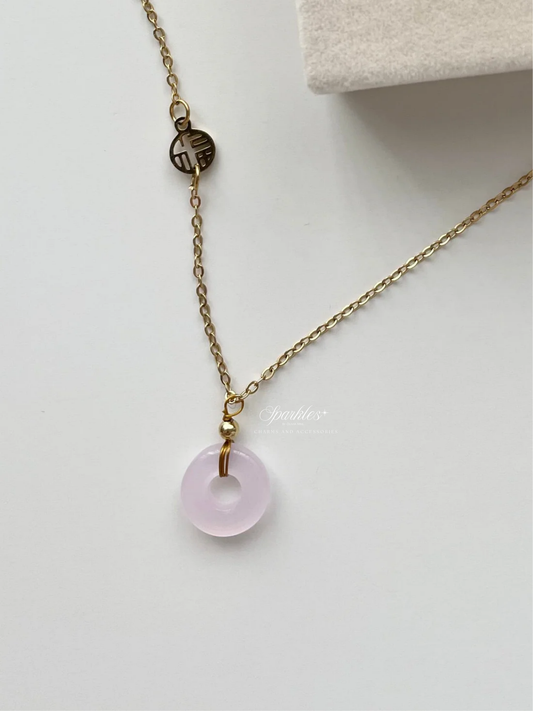 gn802 Pink jade necklace