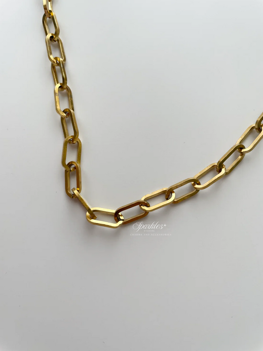 gn823 Paperclip gold necklace