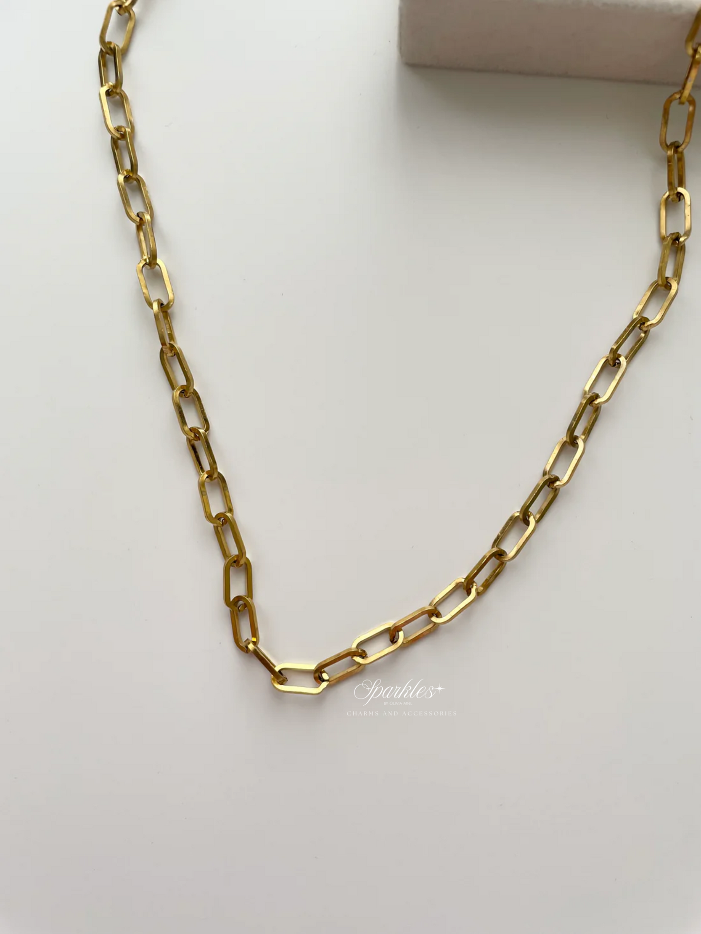 gn823 Paperclip gold necklace