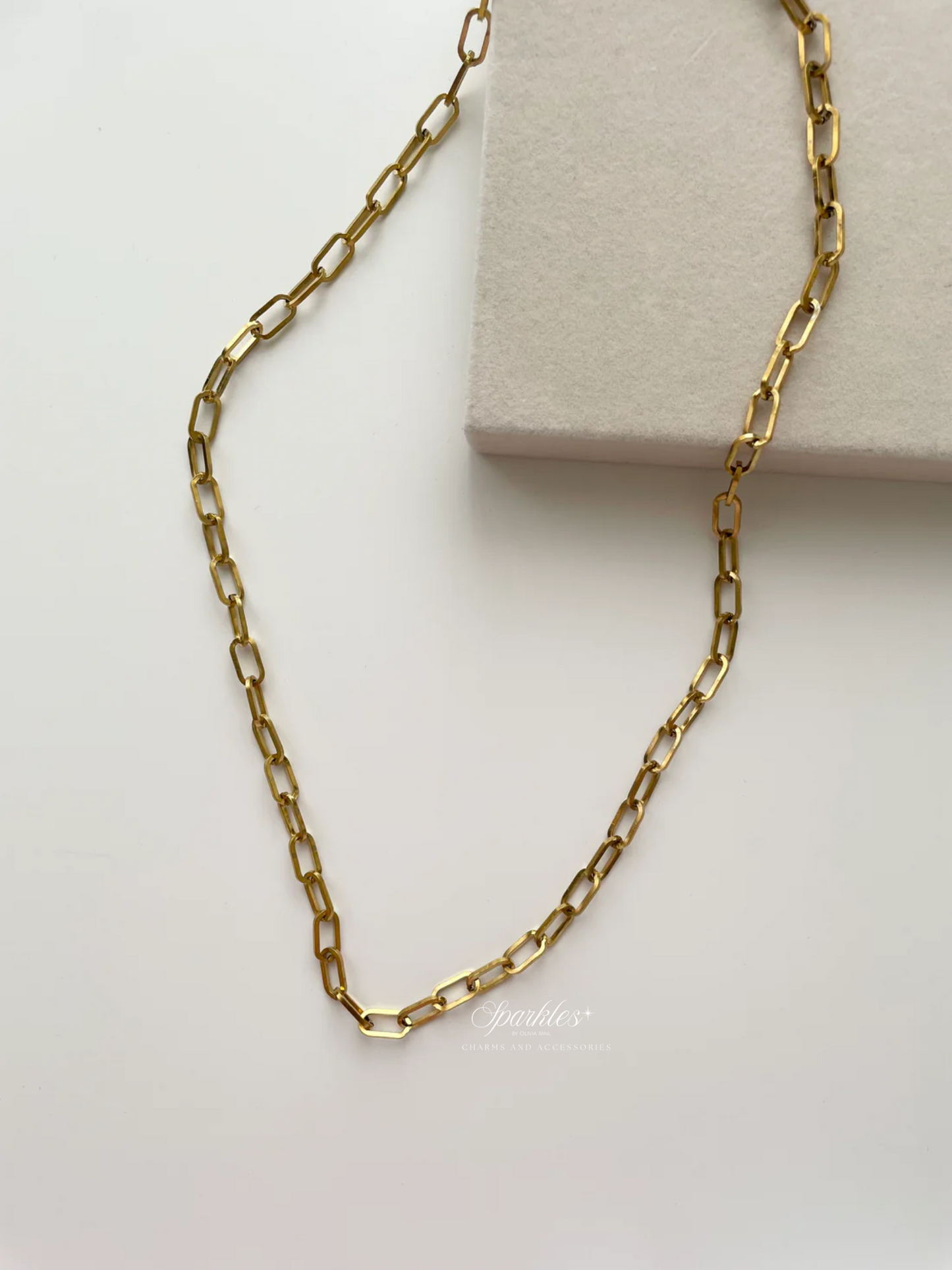 gn823 Paperclip gold necklace