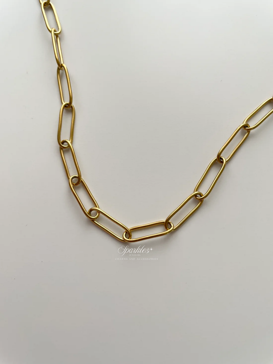 gn824 Paperclip gold necklace