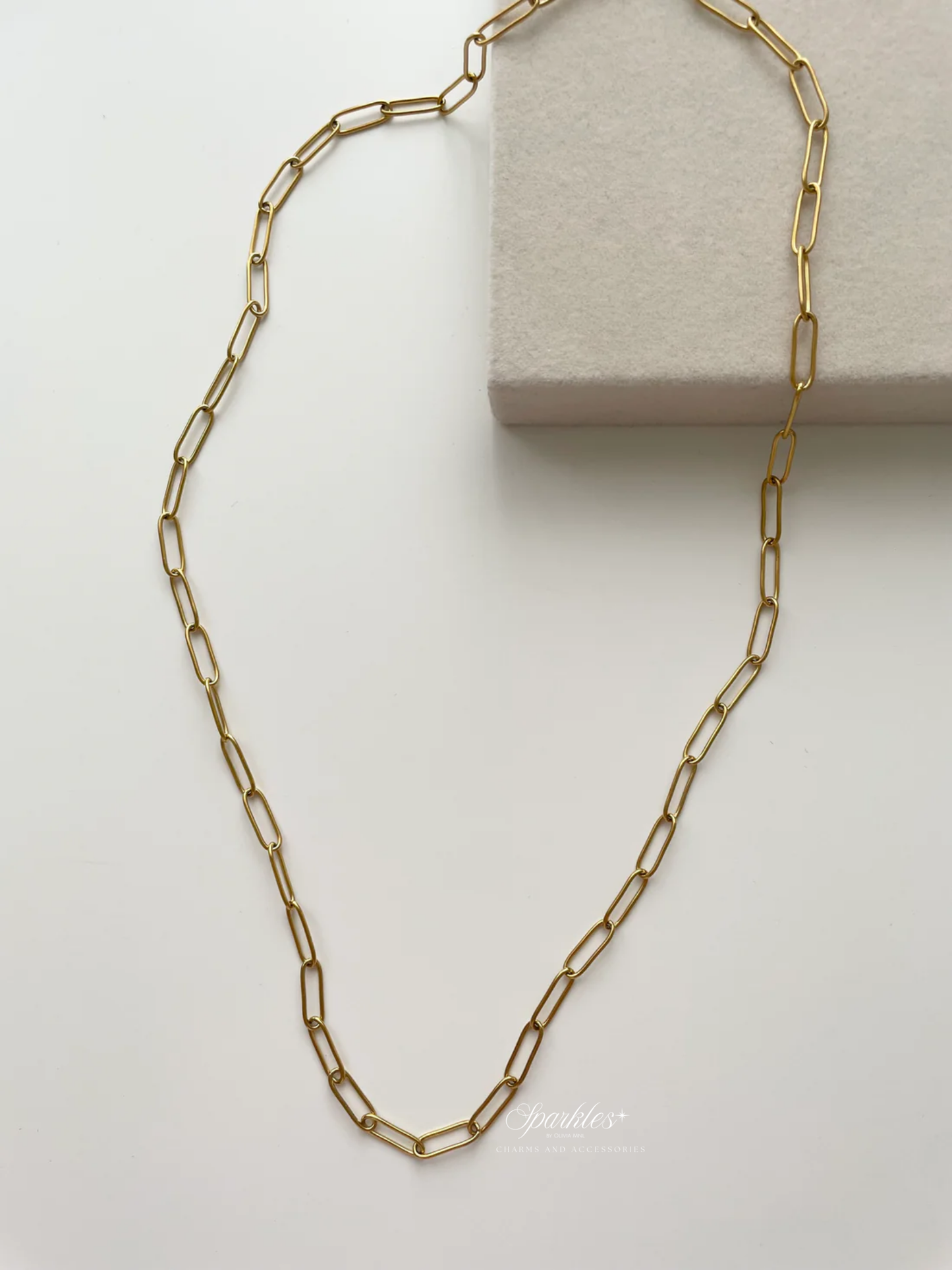 gn824 Paperclip gold necklace