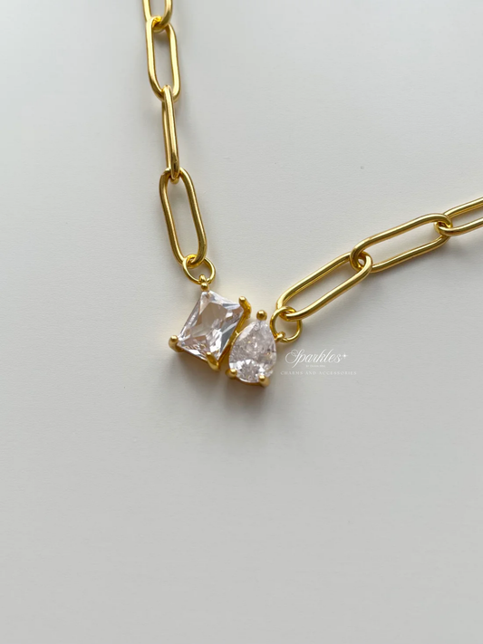 gn833 Gem paperclip necklace
