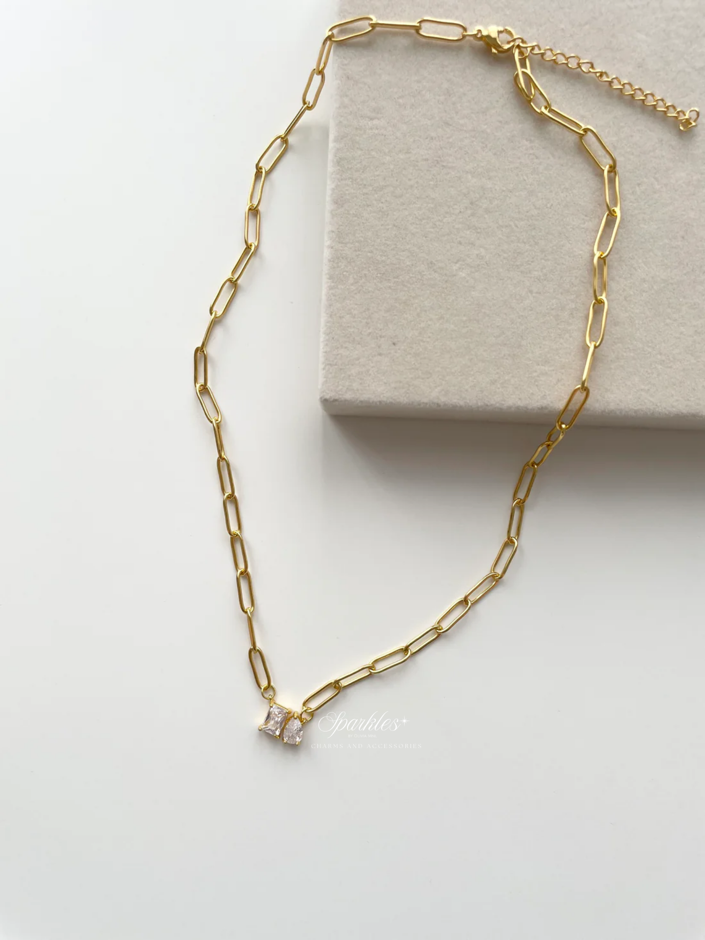 gn833 Gem paperclip necklace
