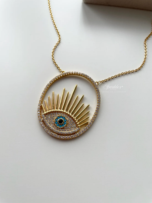 gn834 Gold evil eye necklace