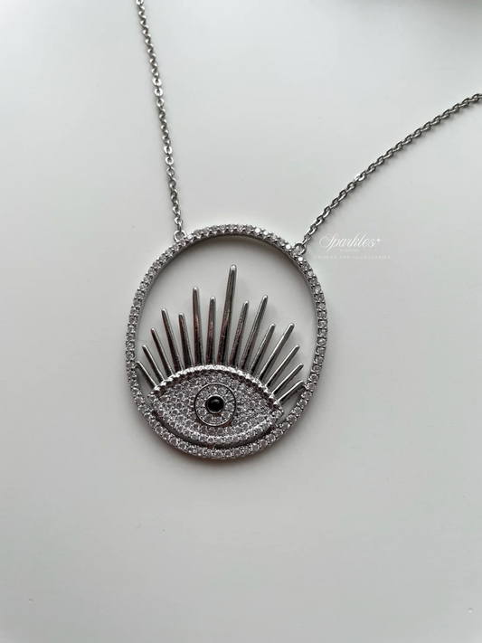 gn835 Silver evil eye necklace