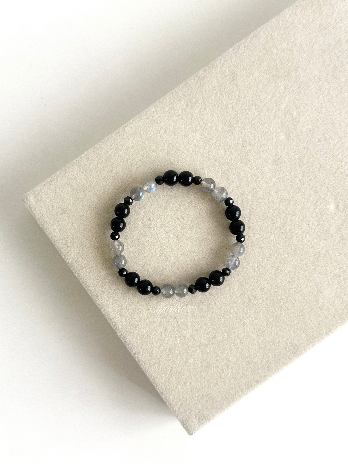 Rare Labradorite, Black Tourmaline & Obsidian Stone Bracelet with Sizes GP1