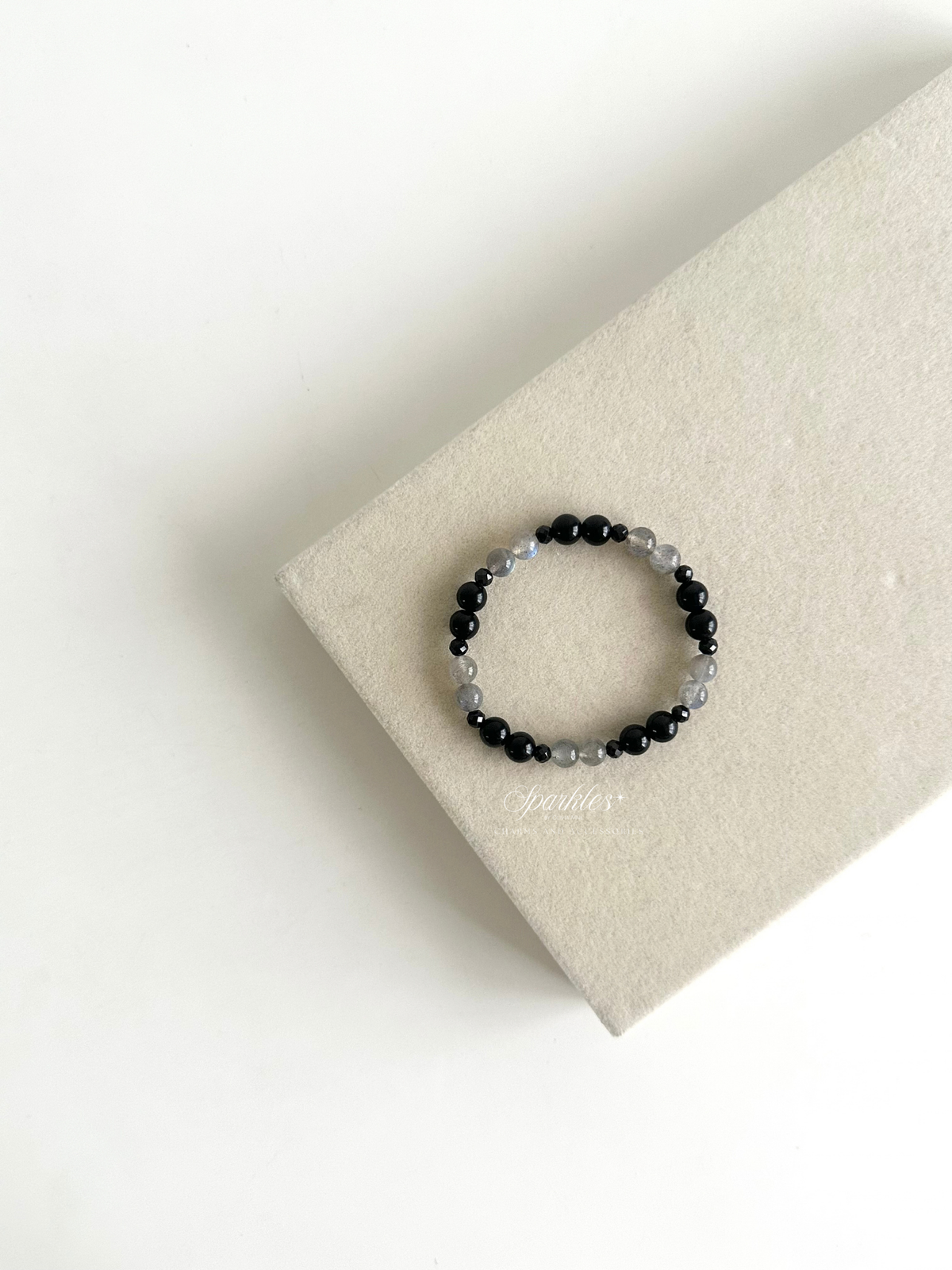 Rare Labradorite, Black Tourmaline & Obsidian Stone Bracelet with Sizes GP1