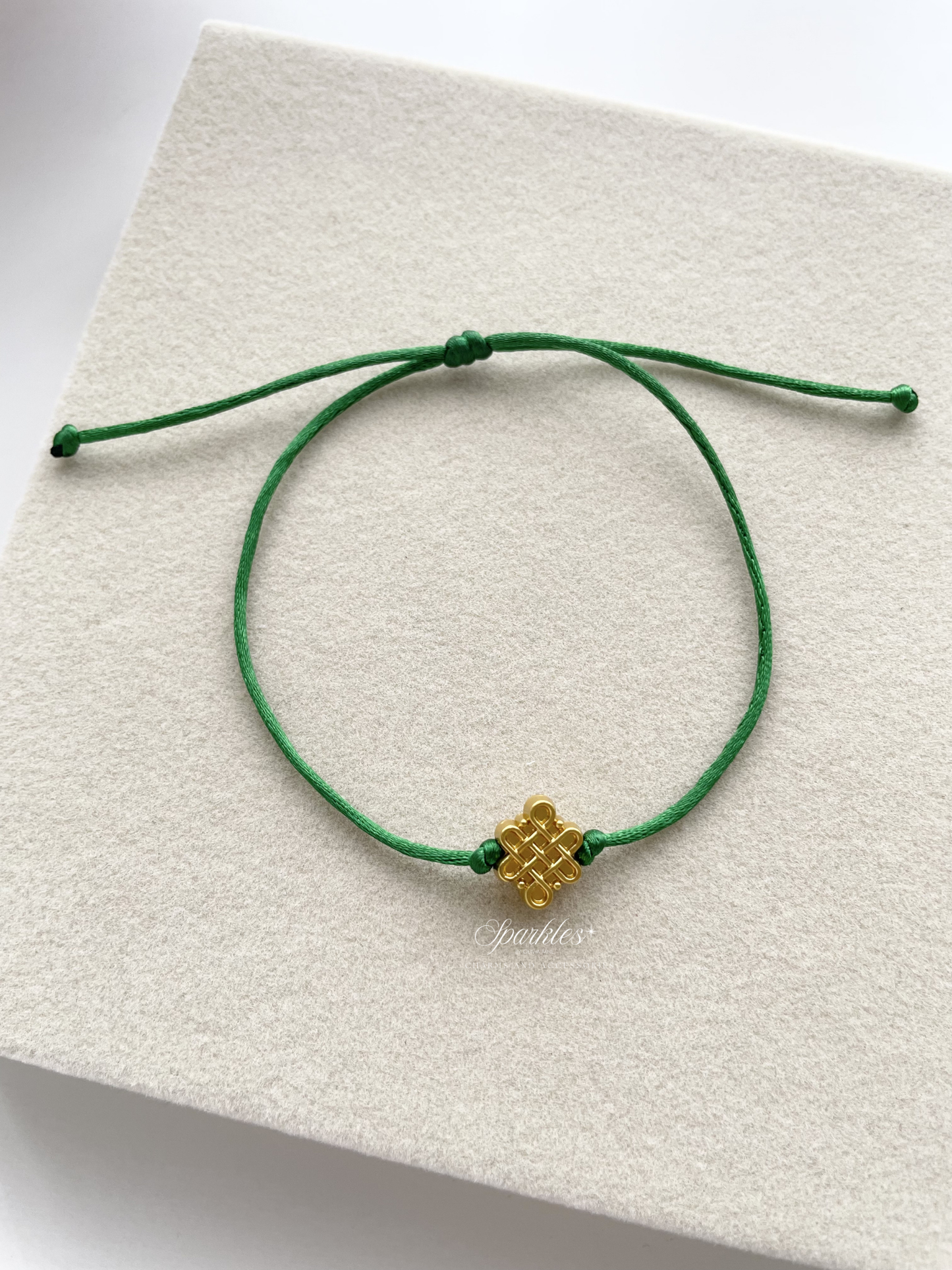 Green String Mystic Knot Bracelet (adjustable) greenmystic