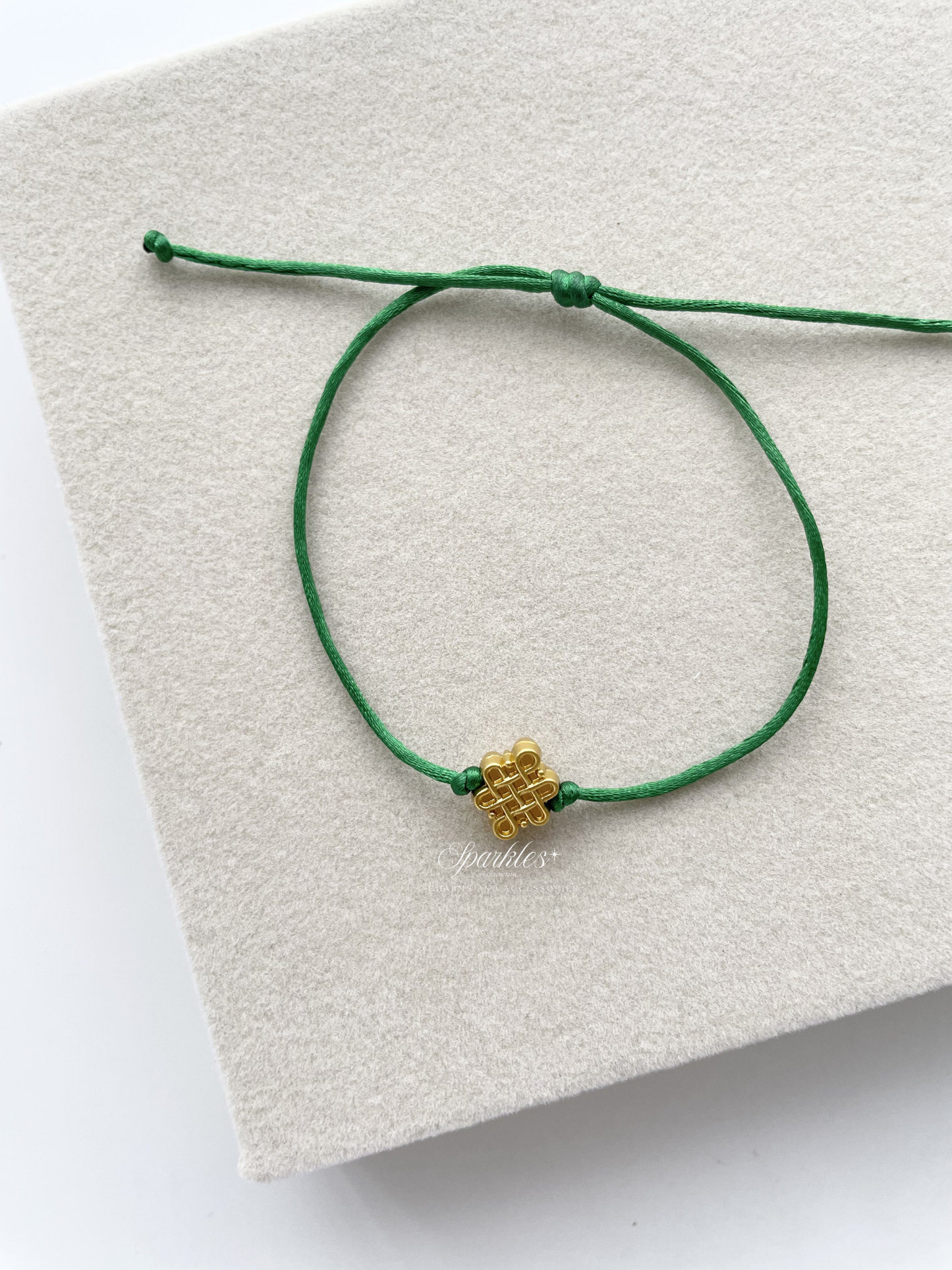 Green String Mystic Knot Bracelet (adjustable) greenmystic