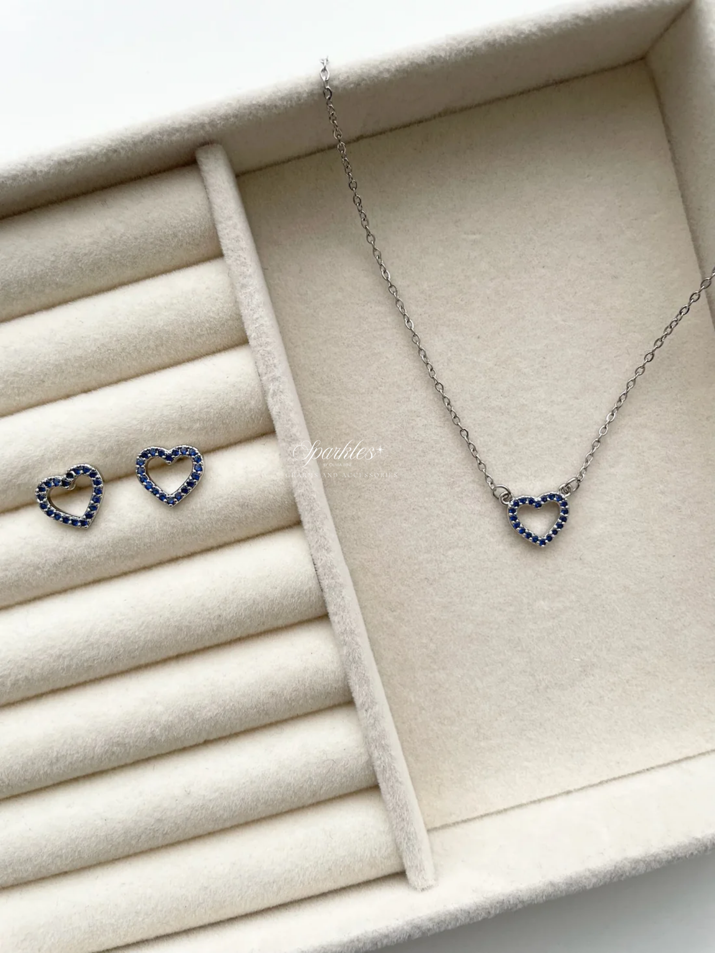 nset6 Blue Stone Heart Silver Set