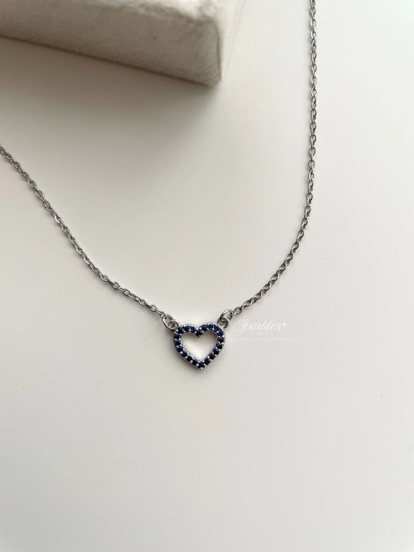 nset6 Blue Stone Heart Silver Set