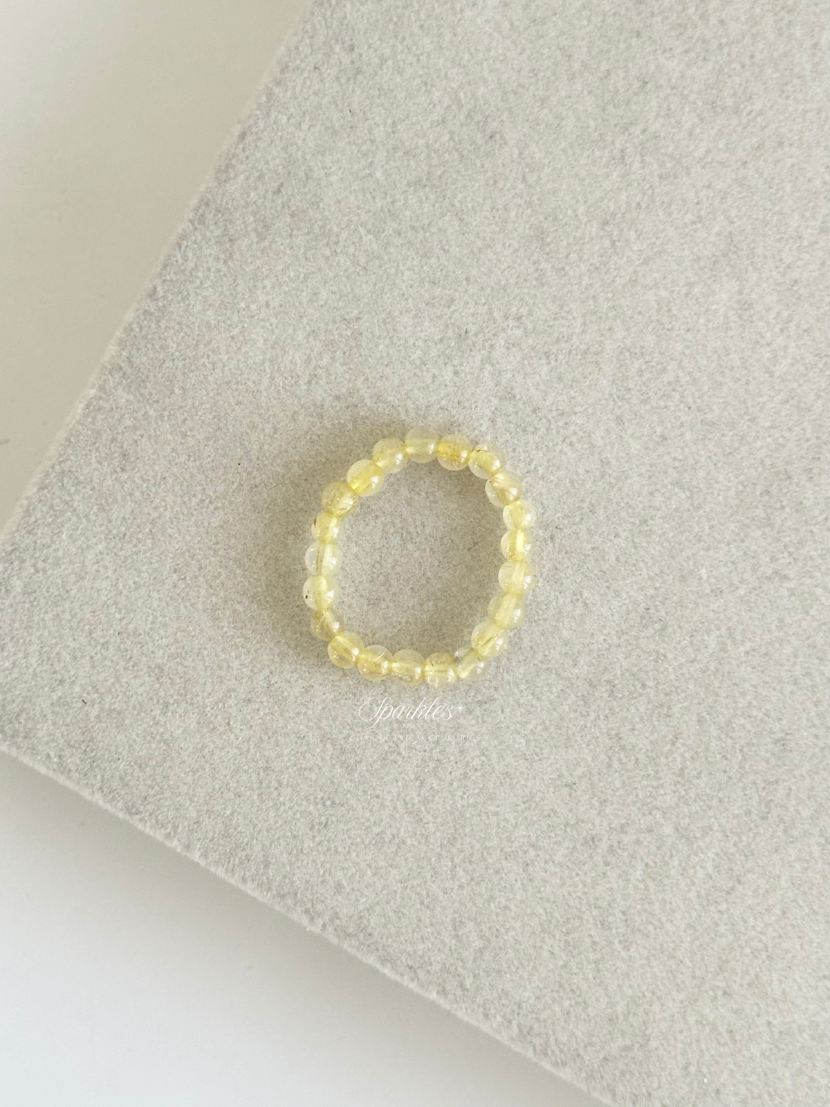 Ring18 Gold Rutilated Beaded Ring with Sizes