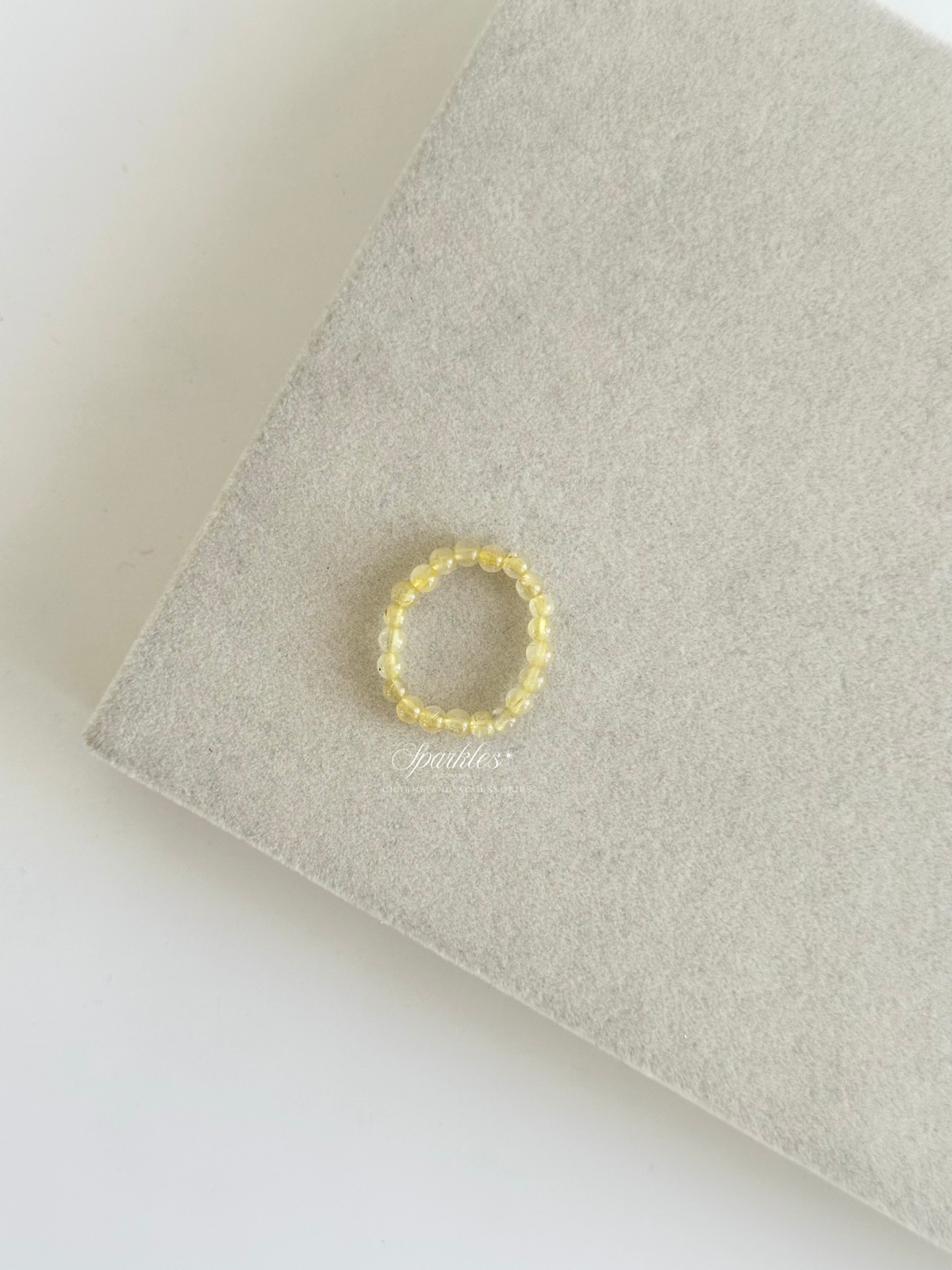 Ring18 Gold Rutilated Beaded Ring with Sizes