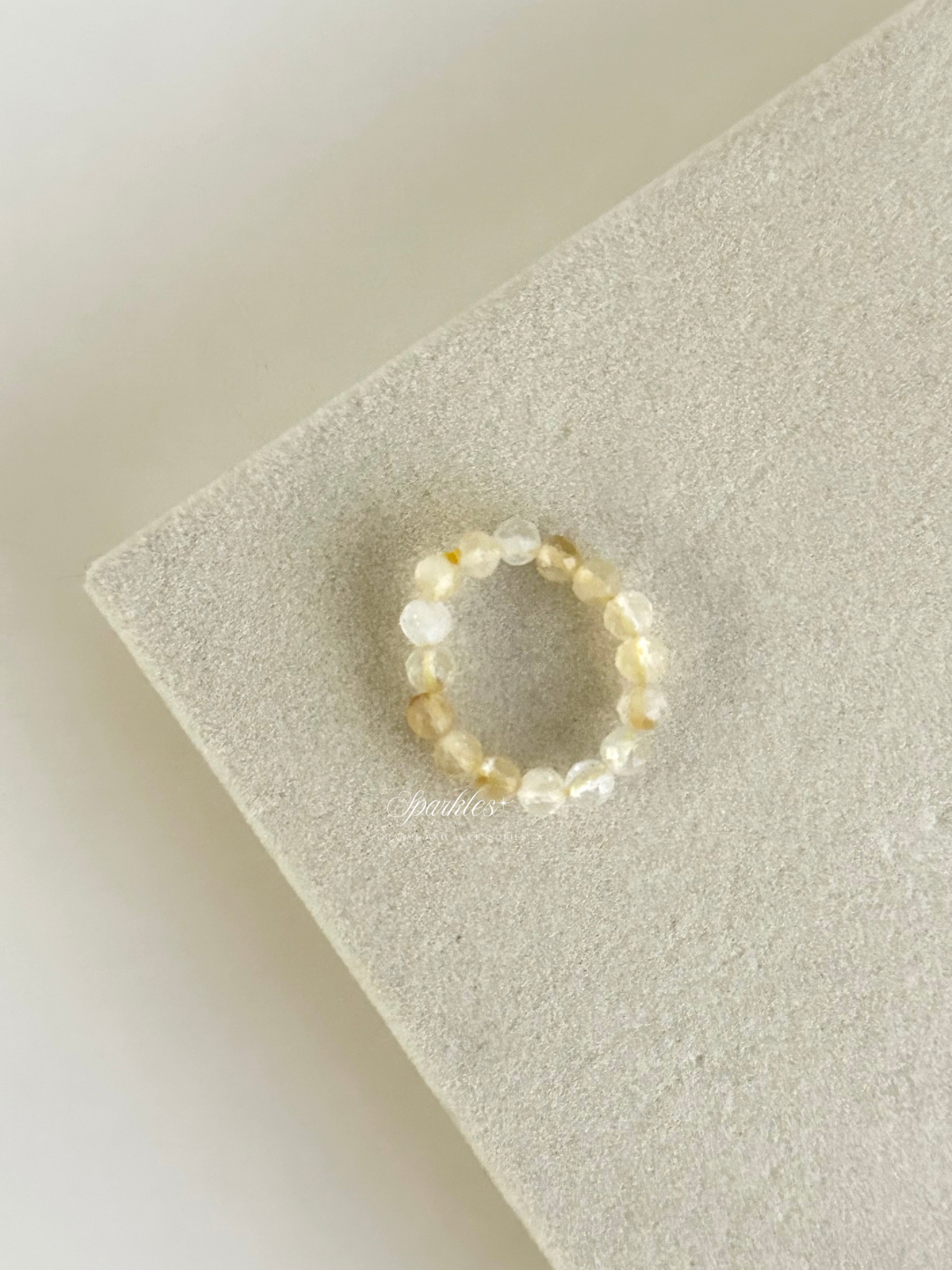 Citrine 4mm Beaded Ring with sizes Ring19