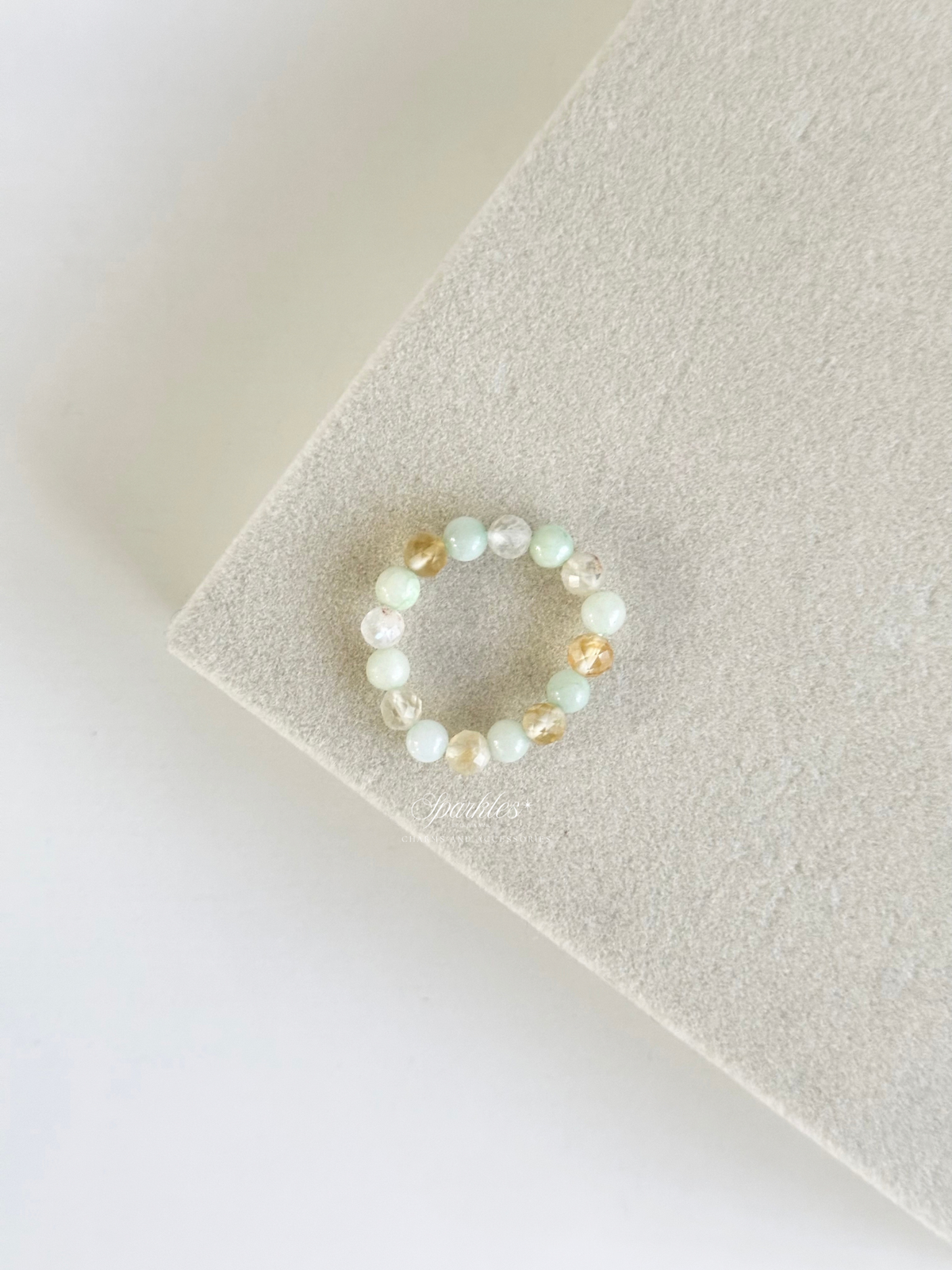 Burmese Jade & Citrine Abundance Beaded Ring with sizes Ring20