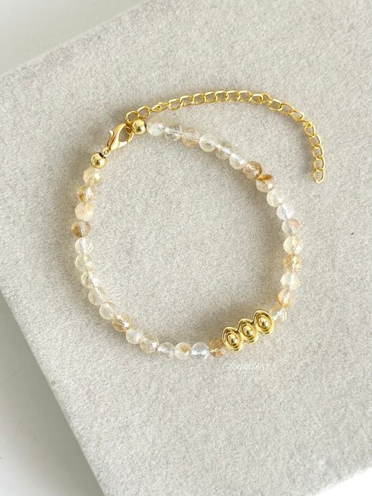 Sparkles13 Citrine Faceted Beads and Gold Ingot Bracelet with Extender