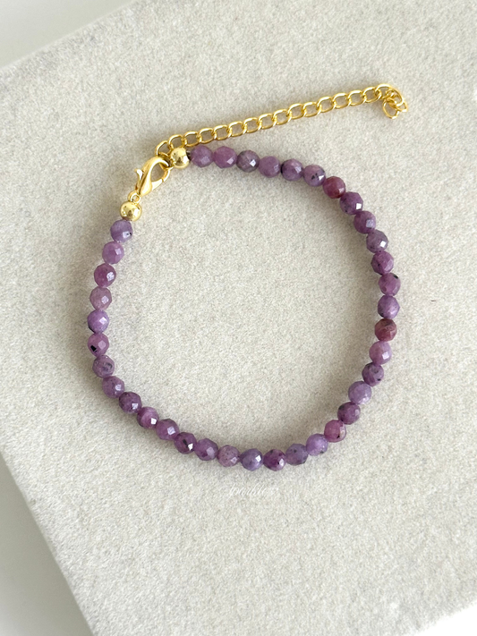 Sparkles4 Ruby Faceted Beads Bracelet with Extender